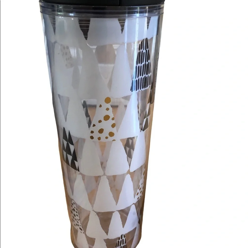 Starbucks Tumbler 16 oz Insulated 2013 Christmas Holiday Trees Silver Gold Logo